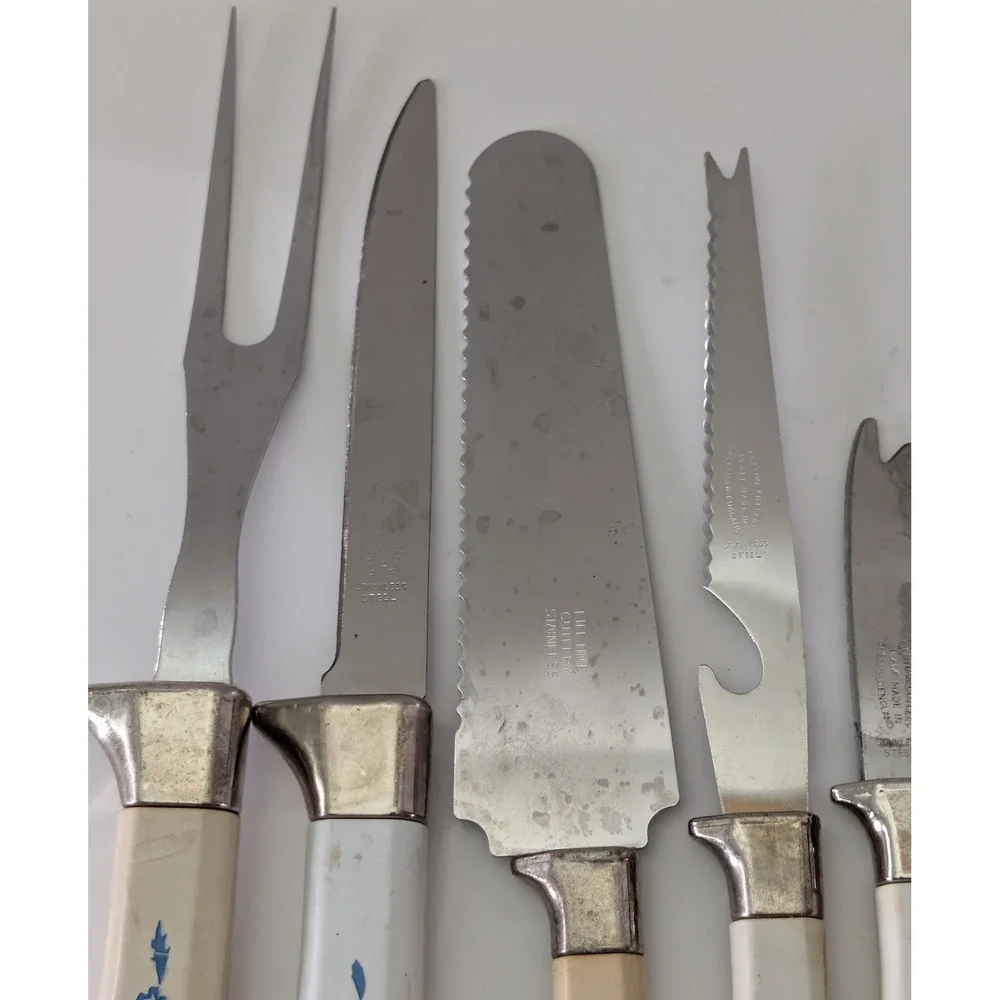 Vintage Lifetime Cutlery Corn Flower 9pc Set Sheffield Stainless Serveware